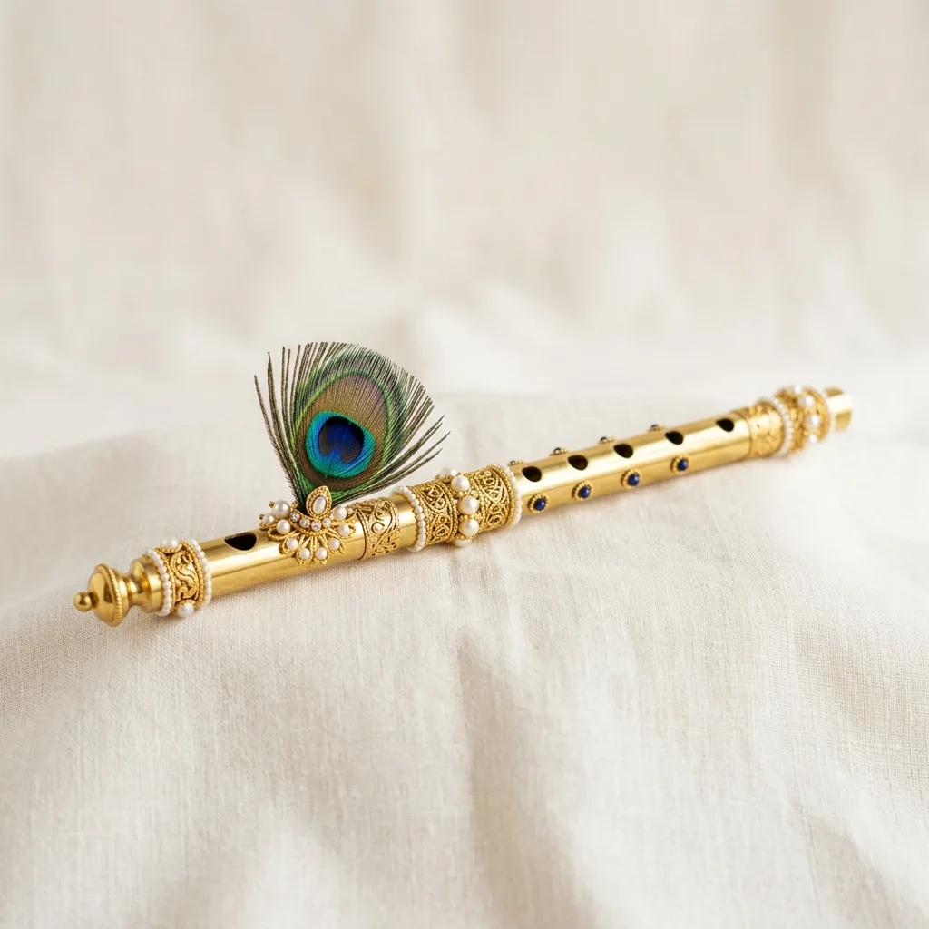 Royal Gold Plated Jeweled Bansuri