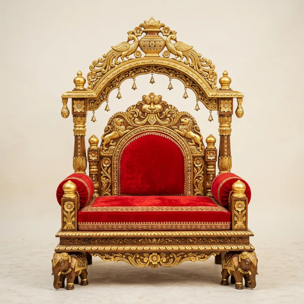 Handcrafted Golden Singhasan